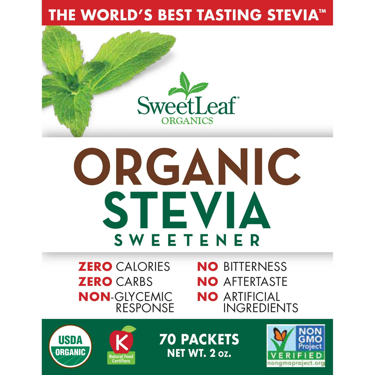 SweetLeaf Organic Stevia Sweetener Packets, 70 Ea, 2 Oz